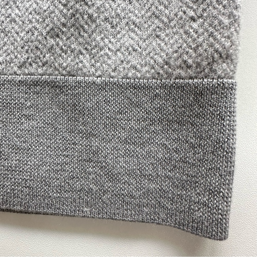 Brooks Brothers Men Grey Size Medium Merino Wool 1/4 Zip Herringbone Sweater - Picture 9 of 14